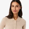 3D Rib Knit Polo Collar Merino Wool Sweater