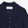 3D Rib Knit Polo Collar Merino Wool Sweater
