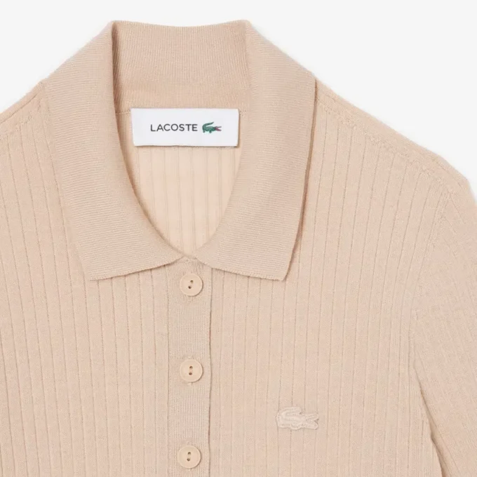 3D Rib Knit Polo Collar Merino Wool Sweater