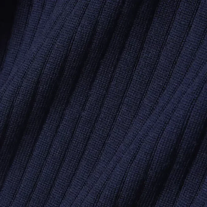 3D Rib Knit Polo Collar Merino Wool Sweater