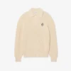 Badge Accent Pearl Rib Polo Collar Sweater