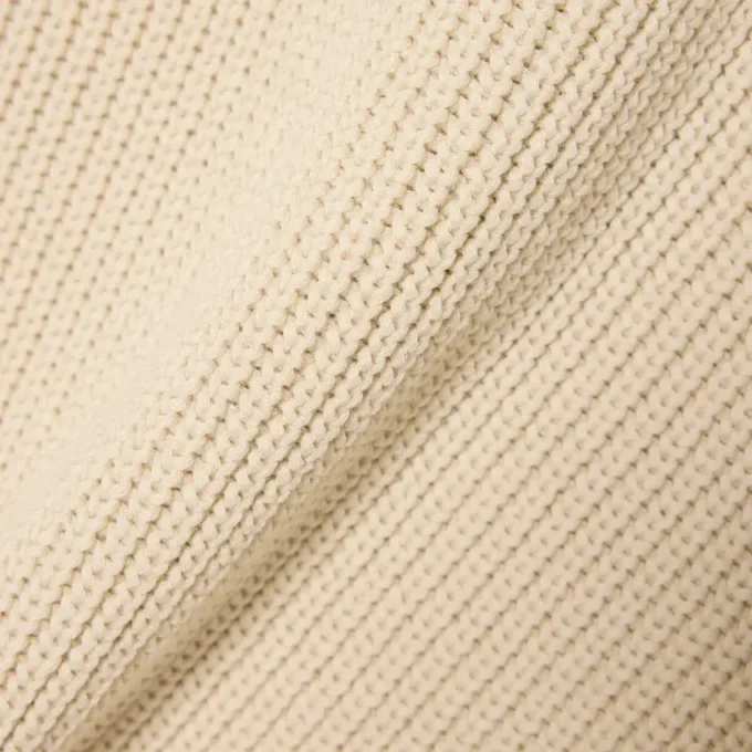 Badge Accent Pearl Rib Polo Collar Sweater