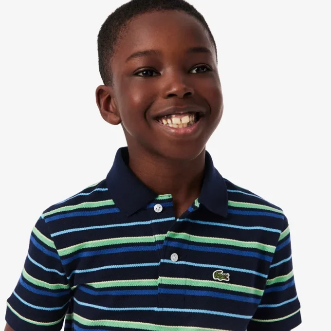 Boys’ Contrast Stripe Petit Piqua Polo