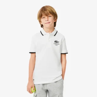Boys’ Stripe Collar Petit Piqua Polo