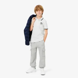 Boys’ Stripe Collar Petit Piqua Polo