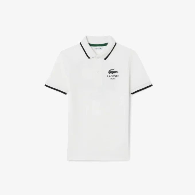 Boys’ Stripe Collar Petit Piqua Polo