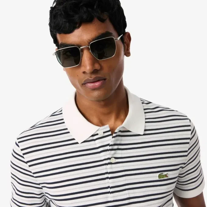 Classic Fit Striped Petit Piqua Polo