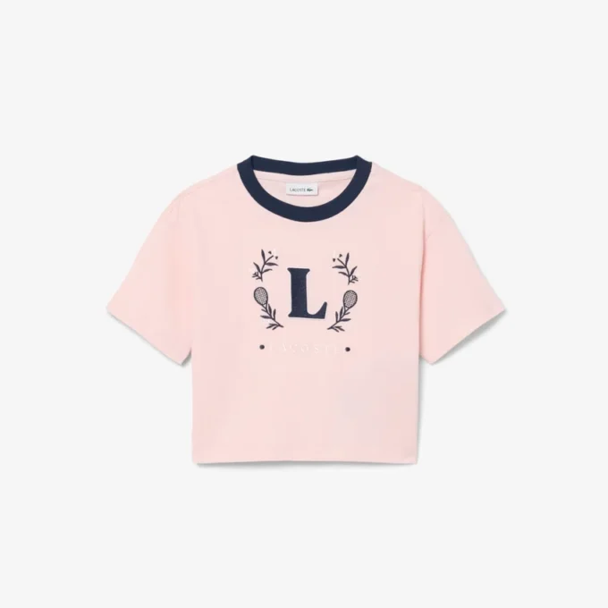 Contrast Badge Cotton T-Shirt