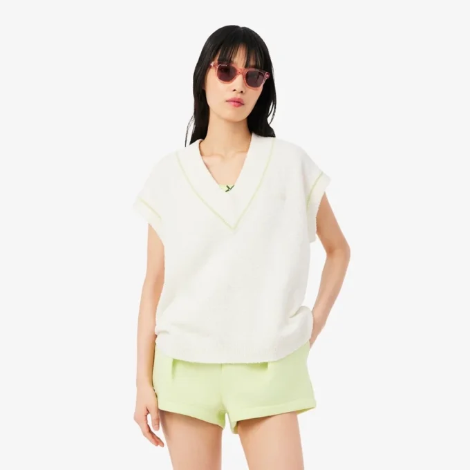 Cotton Blend V-Neck Sleeveless Sweater Vest