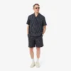 Crocodile Print Stripe Cotton Shorts