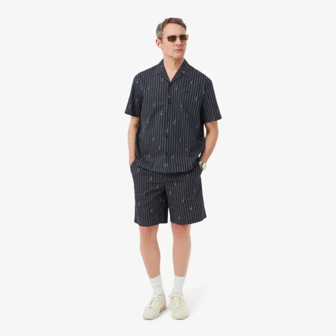 Crocodile Print Stripe Cotton Shorts