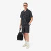 Crocodile Print Stripe Cotton Shorts