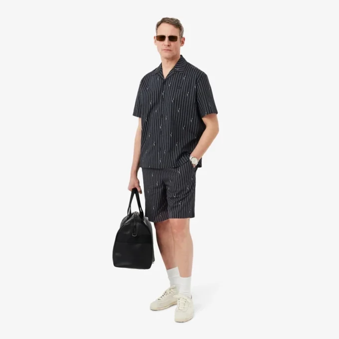 Crocodile Print Stripe Cotton Shorts