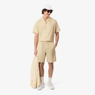Crocodile Print Stripe Cotton Shorts