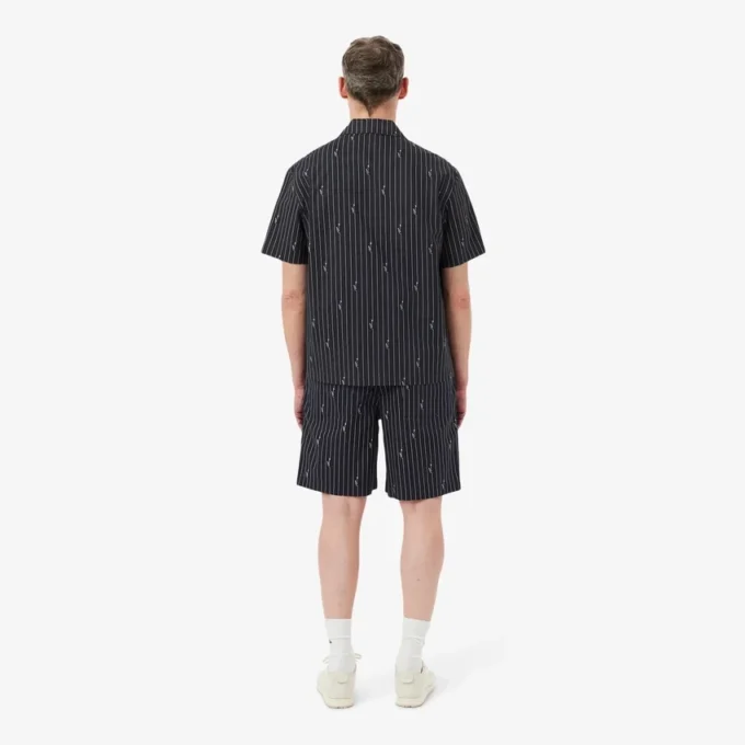 Crocodile Print Stripe Cotton Shorts