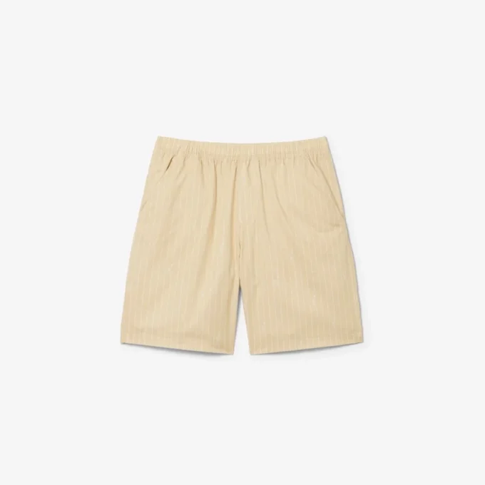 Crocodile Print Stripe Cotton Shorts