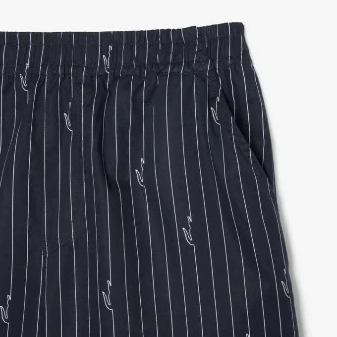 Crocodile Print Stripe Cotton Shorts