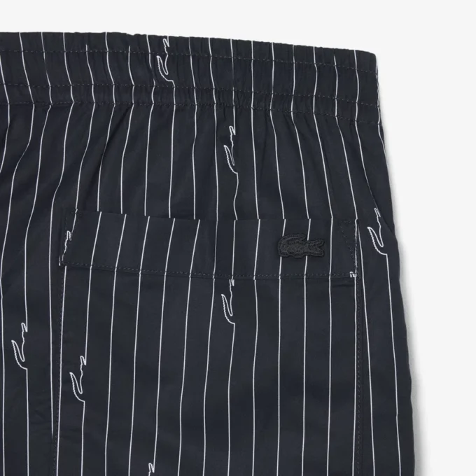 Crocodile Print Stripe Cotton Shorts