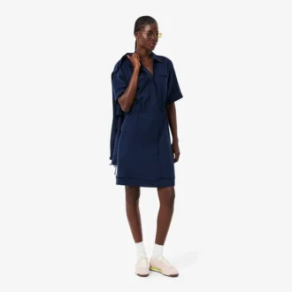 Fluid Linen Blend Shirt Dress