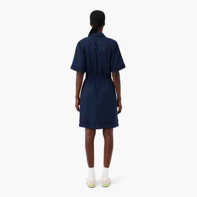 Fluid Linen Blend Shirt Dress