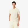 Fluid Ribbed Knit Polo Collar Sweater