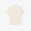 Fluid Ribbed Knit Polo Collar Sweater