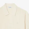 Fluid Ribbed Knit Polo Collar Sweater