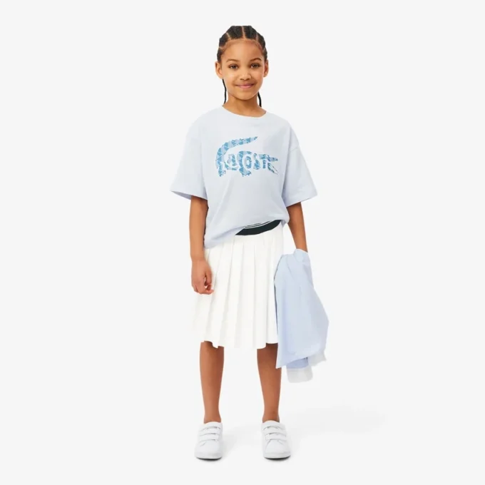 Girls’ Oxford Cotton Pleated Skirt