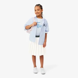 Girls’ Oxford Cotton Pleated Skirt