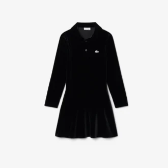 Girls’ Shiny Stretch Velour Polo Dress