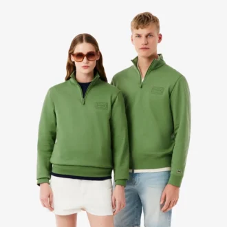 High Neck Embossed Zipped Sweatshirt