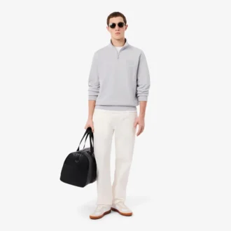 High Neck Embossed Zipped Sweatshirt