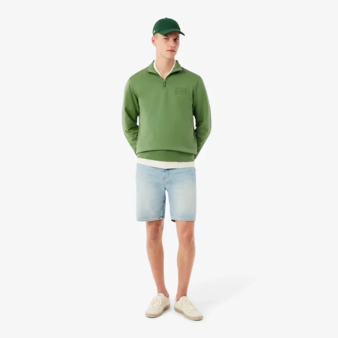 High Neck Embossed Zipped Sweatshirt