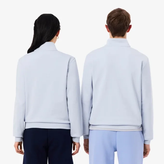 High Neck Embossed Zipped Sweatshirt