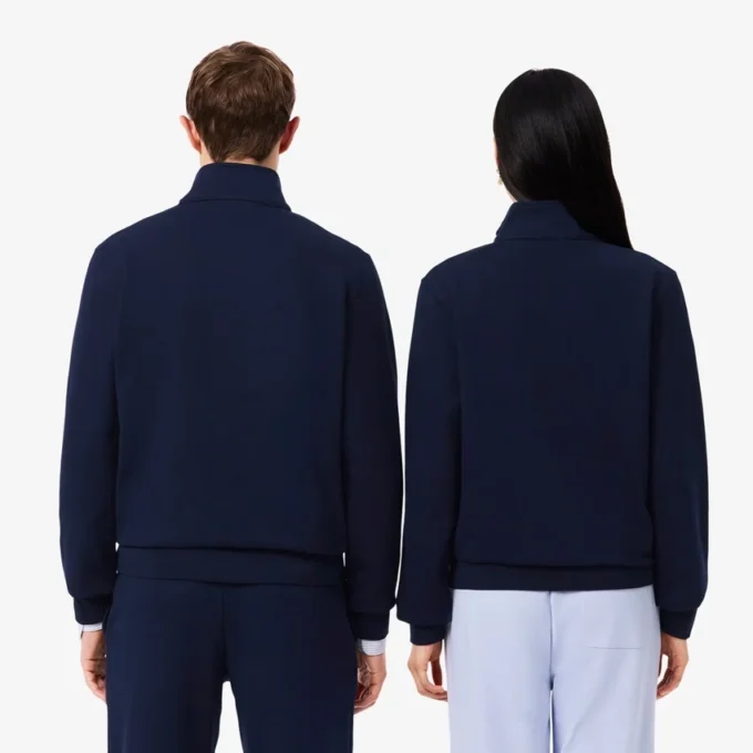 High Neck Embossed Zipped Sweatshirt