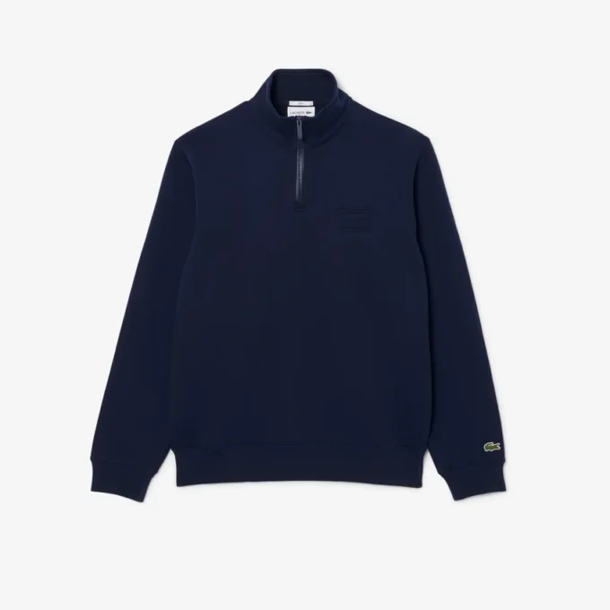 High Neck Embossed Zipped Sweatshirt