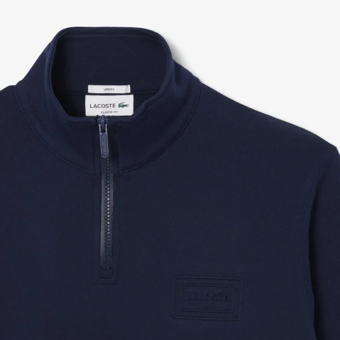 High Neck Embossed Zipped Sweatshirt