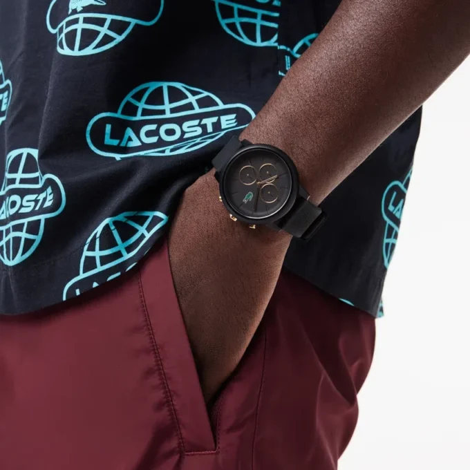 Lacoste.12.12 Chrono Watch Black & Carnation Gold Silicone