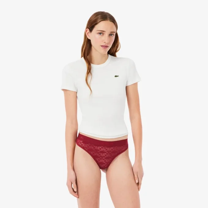 Logo Waist Lacy String Briefs