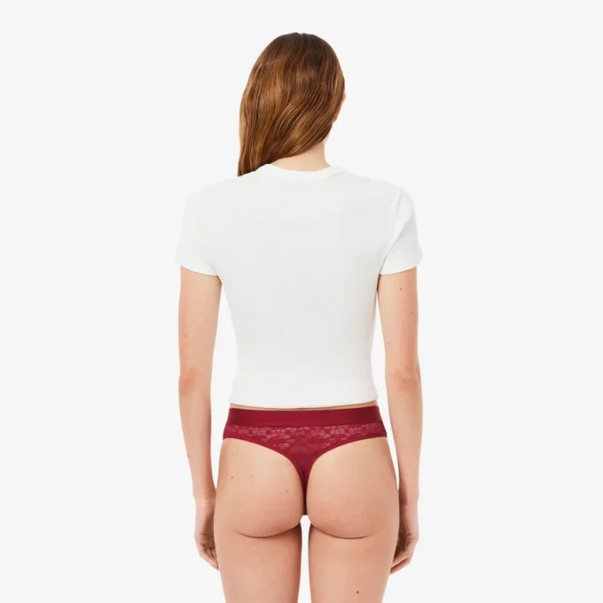 Logo Waist Lacy String Briefs