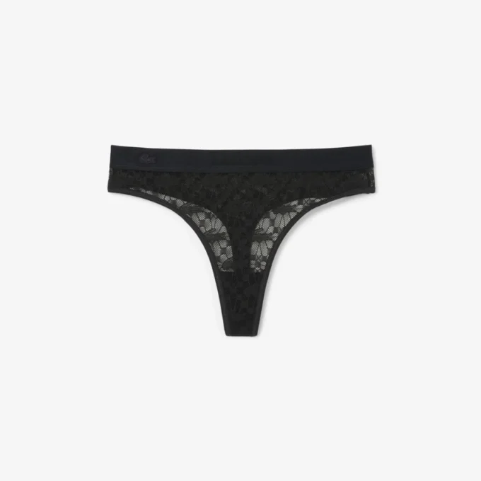 Logo Waist Lacy String Briefs