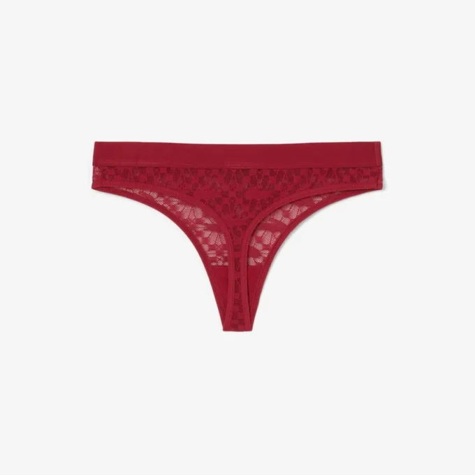 Logo Waist Lacy String Briefs