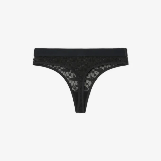 Logo Waist Lacy String Briefs