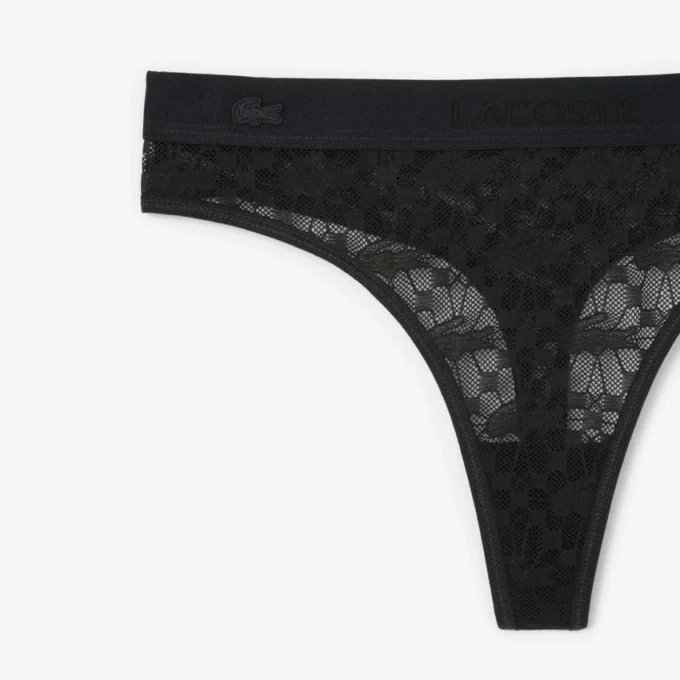 Logo Waist Lacy String Briefs