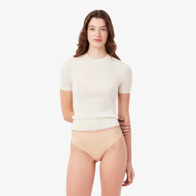 Logo Waist Mesh String Briefs