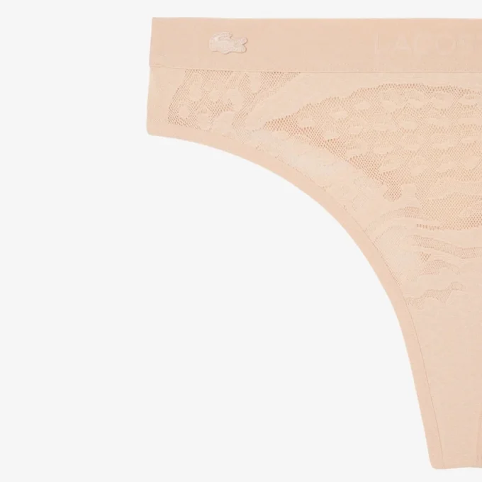 Logo Waist Mesh String Briefs