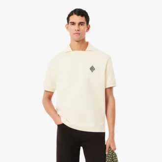 Loose Fit Badge Accent Fleece Polo