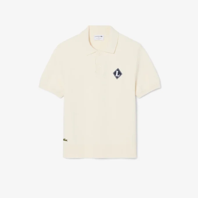 Made in France Badge Accent Polo Collar Sweater