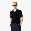 Men’s Cotton Blend Open Polo Collar Sweater