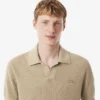 Men’s Cotton Blend Open Polo Collar Sweater